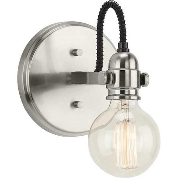 1 Light 120 volt Brushed Nickel Industrial Vanity Light Fixture