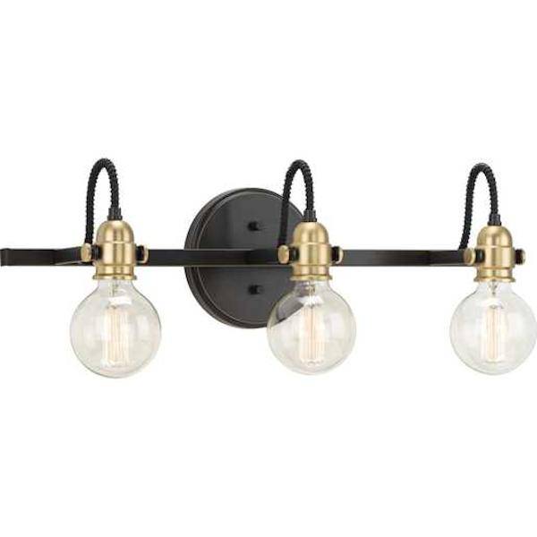 3 Light 120 volt Antique Bronze Industrial Vanity Light Fixture