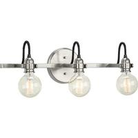 View 3 Light 120 volt Brushed Nickel Industrial Vanity Light Fixture