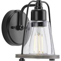 Progress Lighting 1 Light 120 volt Matte Black Vanity Clear Seeded Glass Light Fixture