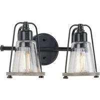 Progress Lighting 2 Light 120 volt Matte Black Vanity Clear Seeded Glass Light Fixture
