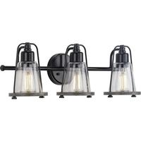 View 3 Light 120 volt Matte Black Vanity Clear Seeded Glass Light Fixture