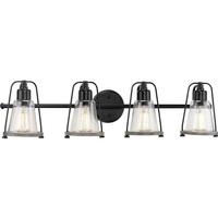 Progress Lighting 4 Light 120 volt Matte Black Vanity Clear Seeded Glass Light Fixture