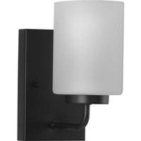 Progress Lighting 1 Light 120 volt Matte Black Vanity Etched Glass Light Fixture