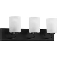 View 3 Light 120 volt Matte Black Vanity Etched Glass Light Fixture