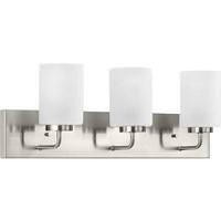 View 3 Light 120 volt Brushed Nickel Vanity Etched Glass Light Fixture