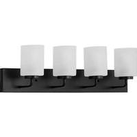 Progress Lighting 4 Light 120 volt Matte Black Vanity Etched Glass Light Fixture