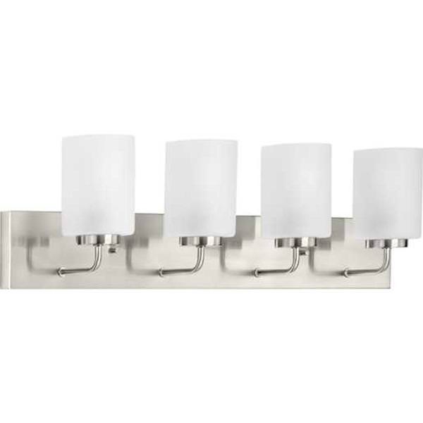 4 Light 120 volt Brushed Nickel Vanity Etched Glass Light Fixture