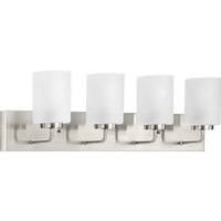 Progress Lighting 4 Light 120 volt Brushed Nickel Vanity Etched Glass Light Fixture
