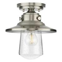 Progress Lighting 1 Light Stainless Steel Clear Seeded Glass Outdoor Semi Flush Light Fixture