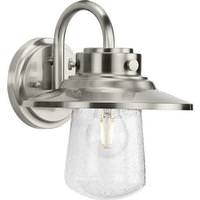 Progress Lighting 1 Light Stainless Steel with Clear Seeded Glass Outdoor Medium Wall Light Fixture
