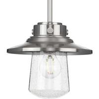 Progress Lighting 1 Light Stainless Steel Clear Seeded Glass Outdoor Hanging Light Fixture