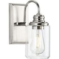 Progress Lighting 1 Light 120 volt Vintage Brass Vanity Clear Glass Light Fixture