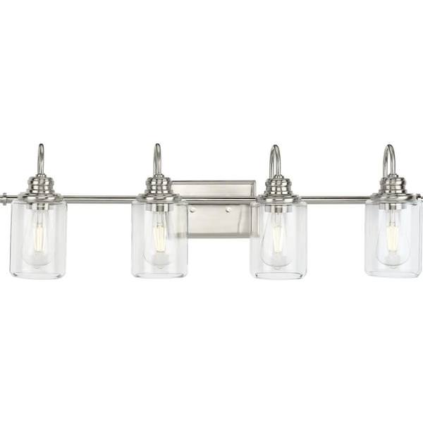 4 Light 120 volt Brushed Nickel Vanity Clear Glass Light Fixture