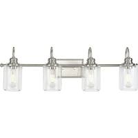 Progress Lighting 4 Light 120 volt Brushed Nickel Vanity Clear Glass Light Fixture