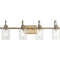 Progress Lighting 4 Light 120 volt Vintage Brass Vanity Clear Glass Light Fixture