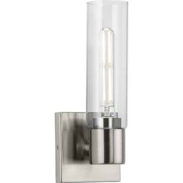1 Light 120 volt Brushed Nickel Vanity Clear Glass Light Fixture