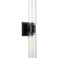 View 2 Light 120 volt Matte Black Vanity Clear Glass Light Fixture