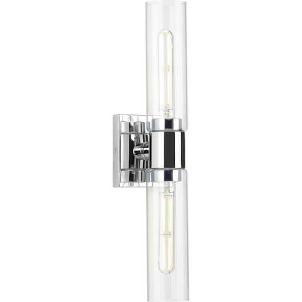 2 Light 120 volt Polished Chrome Vanity Clear Glass Light Fixture