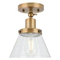 Progress Lighting 1 Light 120 volt Vintage Brass Clear Seeded Glass Cone Ceiling Light Fixture