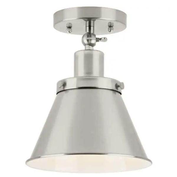1 Light 120 volt Brushed Nickel Steel Cone Ceiling Light Fixture