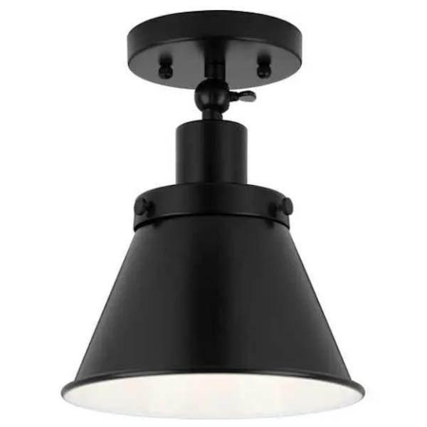 1 Light 120 volt Matte Black Steel Cone Ceiling Light Fixture