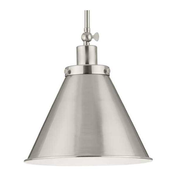 1 Light Brushed Nickel Metal Shade Dimmable Pendant Light Fixture