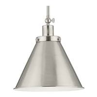 Progress Lighting 1 Light Brushed Nickel Metal Shade Dimmable Pendant Light Fixture