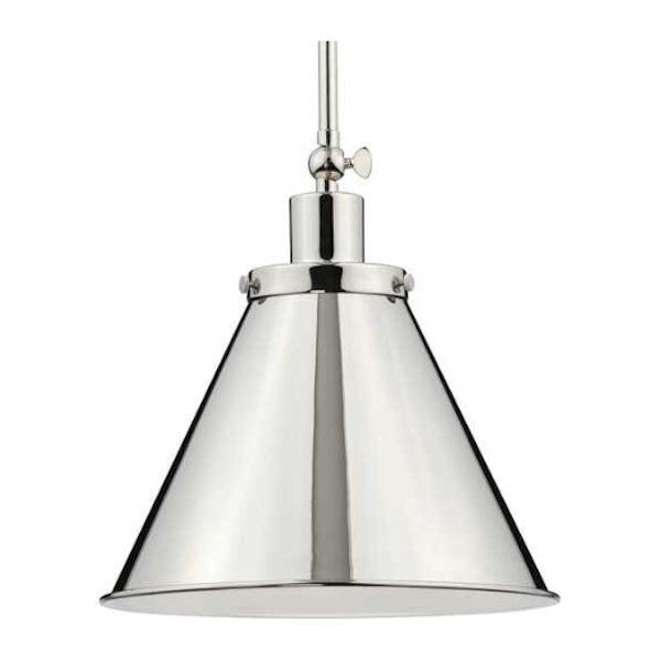 1 Light Polished Nickel Metal Shade Dimmable Pendant Light Fixture