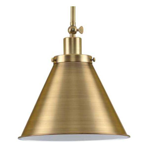 1 Light Vintage Brass Metal Shade Dimmable Pendant Light Fixture