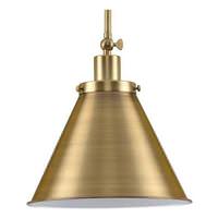 Progress Lighting 1 Light Vintage Brass Metal Shade Dimmable Pendant Light Fixture