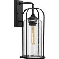 Progress Lighting 1 Light Black with Clear Seeded Glass Outdoor Wall Light Fixture