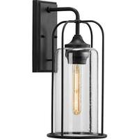 Progress Lighting 1 Light Black with Clear Seeded Glass Outdoor Wall Light Fixture