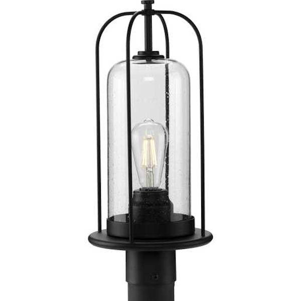 1 Light Black with Clear Seeded Glass Wall Light Fixture