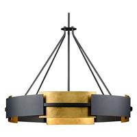 Progress Lighting 6 Light Textured Black/Distressed Gold Pendant Lowery Collection Light Fixture