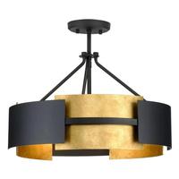Progress Lighting 3 Light Matte Black Distressed Gold Accent Ceiling Light Fixture