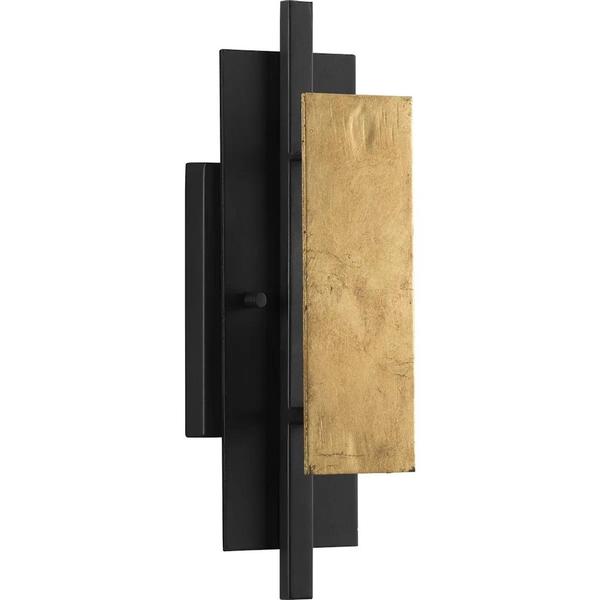 1 Light 120 volt Textured Black/Distressed Gold Shade Light Fixture