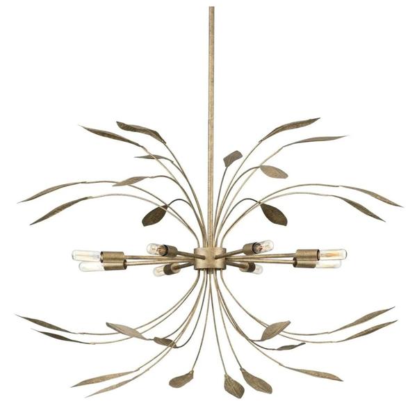8 Light Antique Gold Mariposa Collection Pendant Light Fixture
