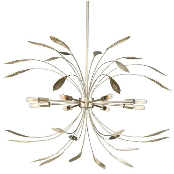 8 Light Gilded Sliver Mariposa Collection Pendant Light Fixture