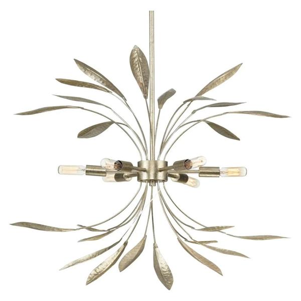 6 Light Gilded Sliver Mariposa Collection Pendant Light Fixture