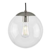 Progress Lighting 1 Light Brushed Nickel Clear Glass Round Pendant Light Fixture