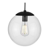 Progress Lighting 1 Light Matte Black Clear Glass Round Pendant Light Fixture