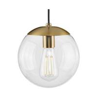 Progress Lighting 1 Light Brushed Bronze Clear Glass Round Pendant Light Fixture