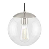 Progress Lighting 1 Light Brushed Nickel Clear Glass Round Pendant Light Fixture