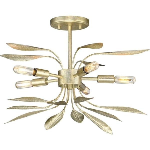 5 Light Gilded Sliver Mariposa Collection Ceiling Light Fixture