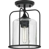 Progress Lighting 1 Light Black with Clear Seeded Glass Semi Flush Light Fixture