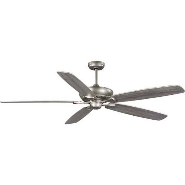 72" Painted Nickel 5 Grey Weathered Wood/Painted Nickel Reversible Blade Indoor/Outdoor Ceiling Fan
