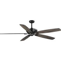 Progress Lighting 72" Matte Black 5 Charcoal/Matte Black Reversible Blade Indoor/Outdoor Ceiling Fan