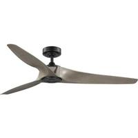 Progress Lighting 60" Matte Black 3 Rustic Charcoal Blade Remote Control Indoor/Outdoor Ceiling Fan