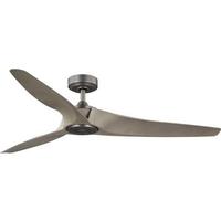 Progress Lighting 60" Antique Nickel 3 Antique Wood Blade Remote Control Indoor/Outdoor Ceiling Fan